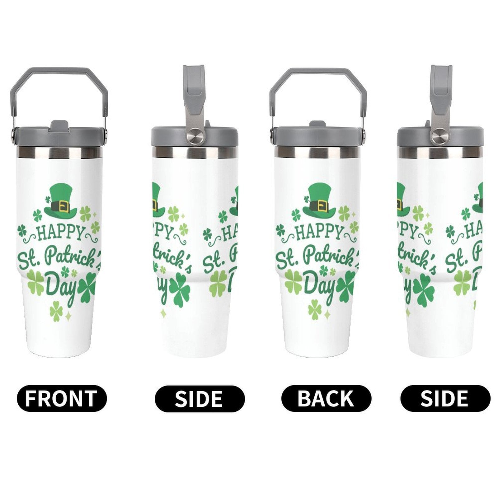NenntBriy - Large Capacity Car Cup Happy St. Patrick’s Day - Customized with photo&text