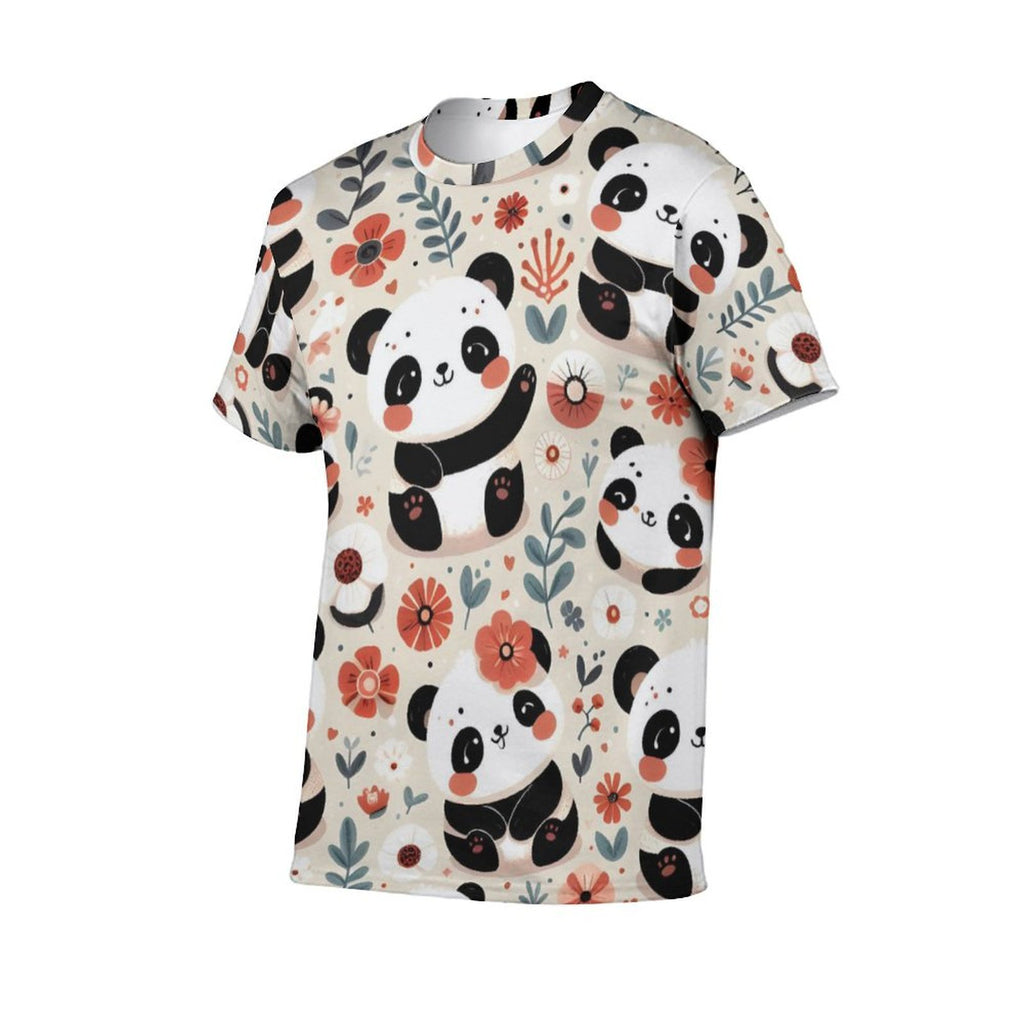 NenntBriy - Men's Short Sleeve T-Shirt Panda, Red - Customized with photo&text