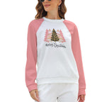 NenntBriy - Raglan Round Neck Sweater Merry Christmas Pink Trees - Customized with photo&text