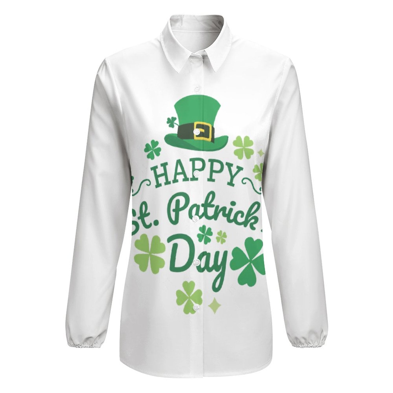 NenntBriy - Vntage Casual Long Sleeve Shirt Tops Happy St. Patrick’s Day- Customized with photo&text