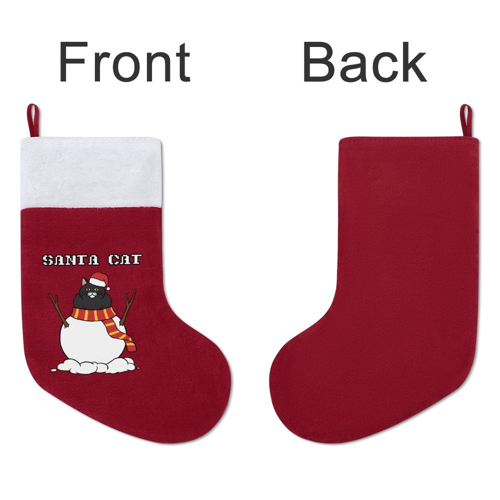 NenntBriy - Christmas Stocking Christmas Snowman Black Cat - Customized with photo&text