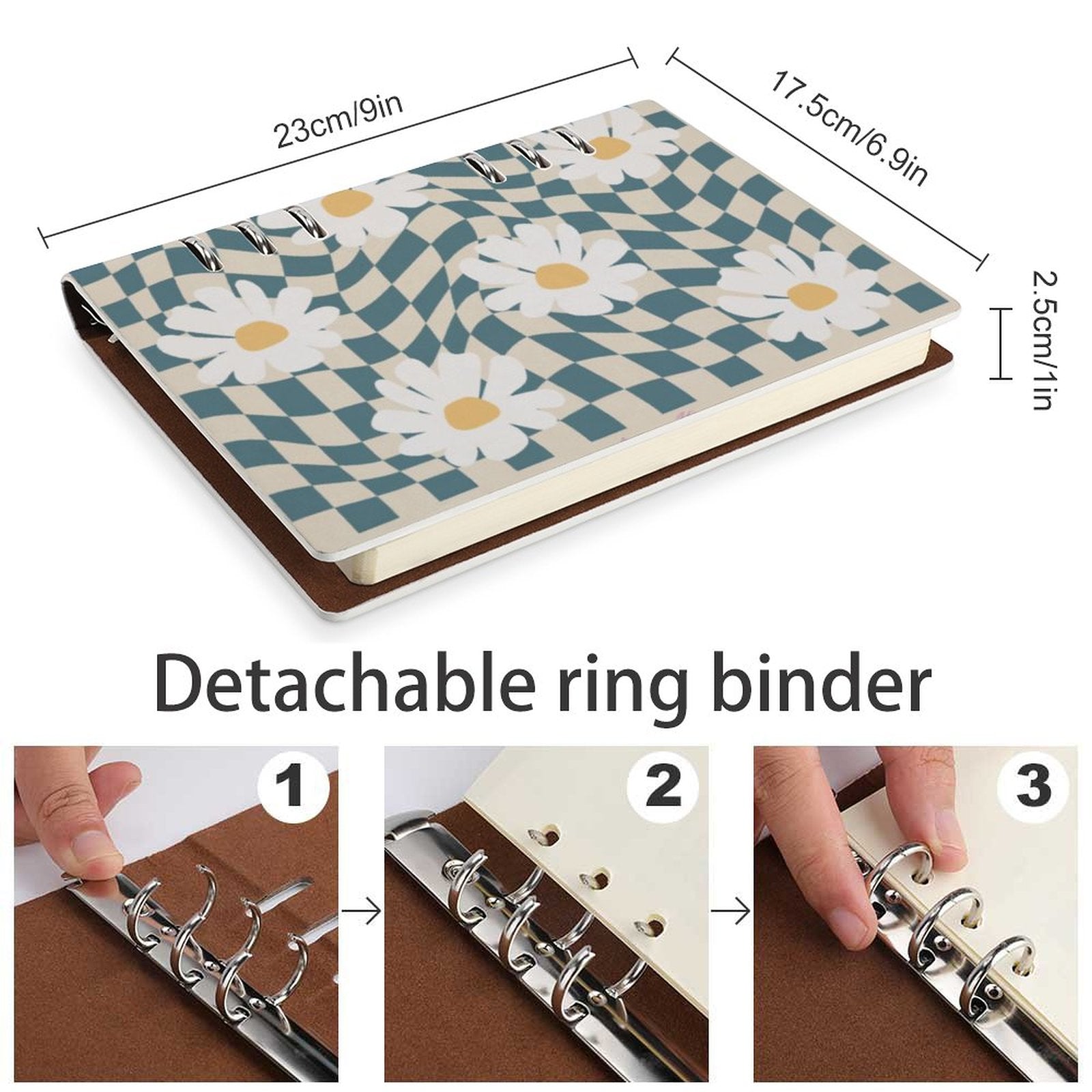 NenntBriy - Notebook Blue And White Plaid, Flower - Customized with photo&text