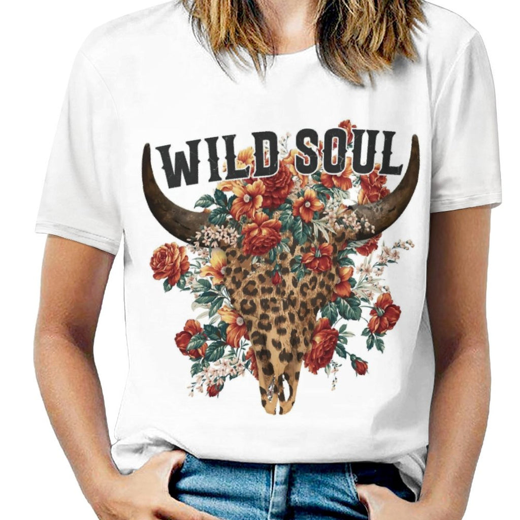 NenntBriy - Full Print T-shirt Wild Soul Bull's Head Print - Customized with photo&text