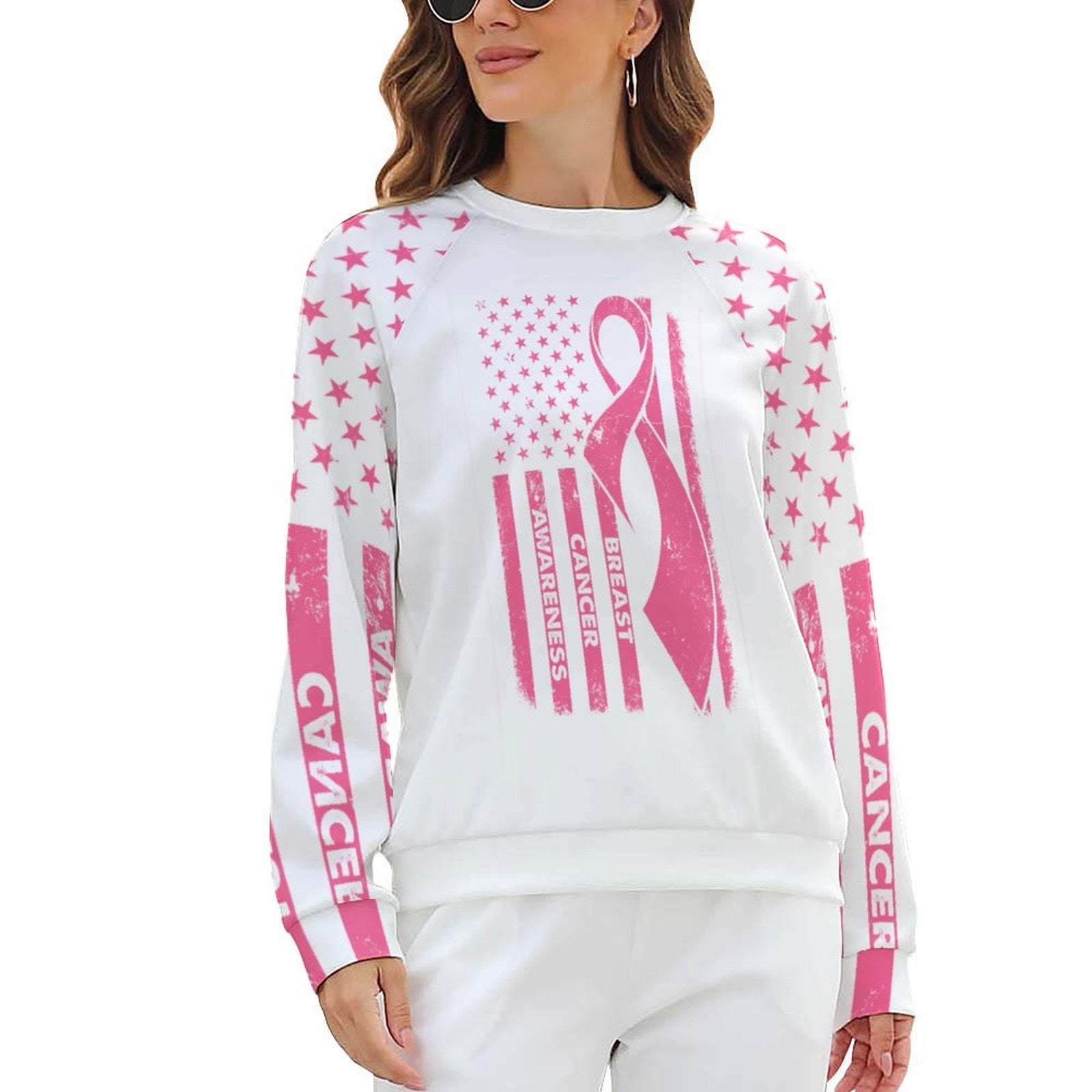 NenntBriy - Raglan Round Neck Sweater Breast Cancer Awareness - Customized with photo&text