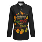 NenntBriy - Vntage Casual Long Sleeve Shirt Tops Thanksgiving Gather Family Blessed Together Blessing November