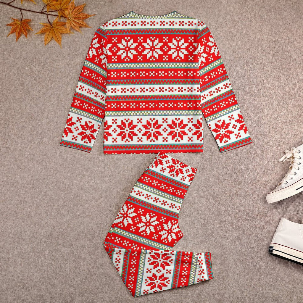 NenntBriy - Children's Pajama Suit Red Christmas Snow  - Customized with photo&text