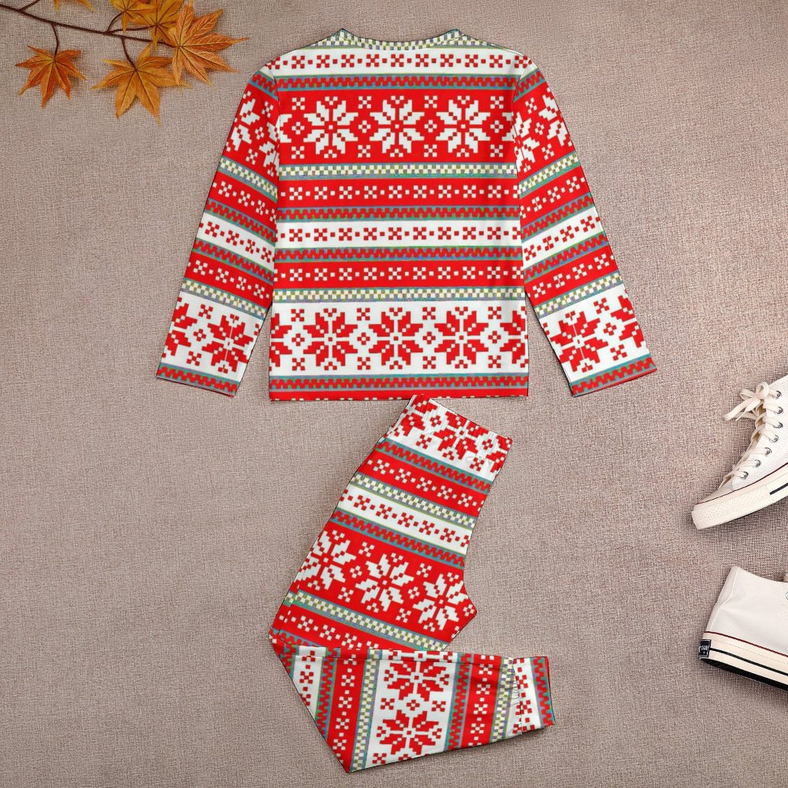 NenntBriy - Children's Pajama Suit Red Christmas Snow  - Customized with photo&text
