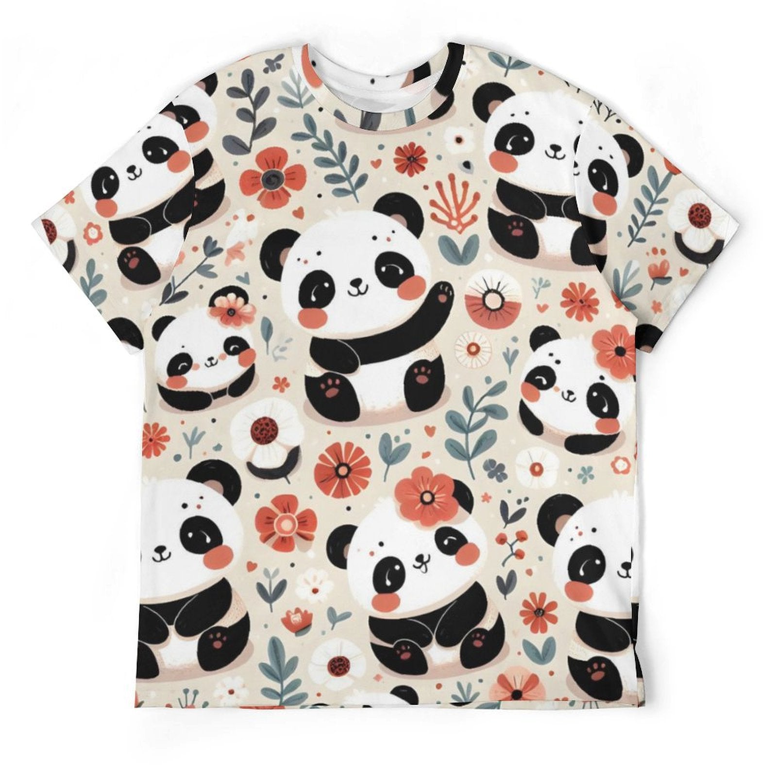 NenntBriy - Men's Short Sleeve T-Shirt Panda, Red - Customized with photo&text