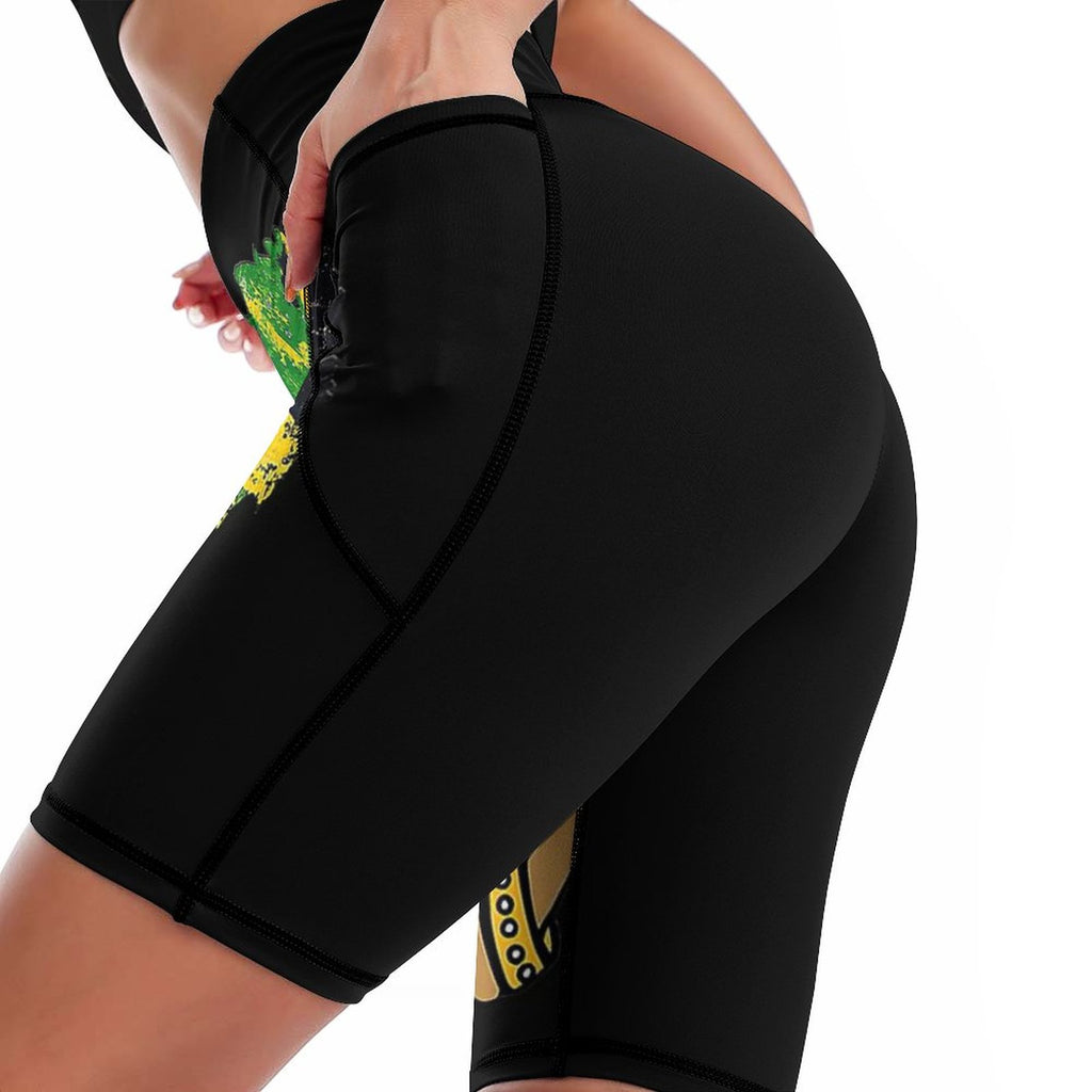 NenntBriy - Knee-Length Yoga Shorts Jamaica Women - Customized with photo&text