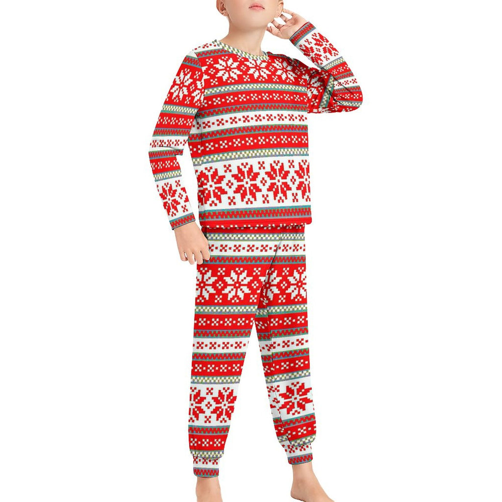 NenntBriy - Children's Pajama Suit Red Christmas Snow  - Customized with photo&text