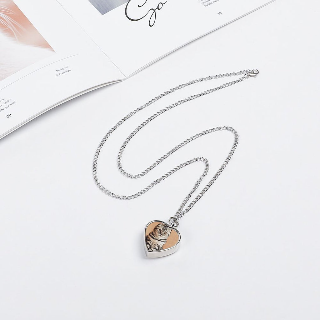 NenntBriy - Pet Urn Necklace Cat, Squat, Pet - Customized with photo&text