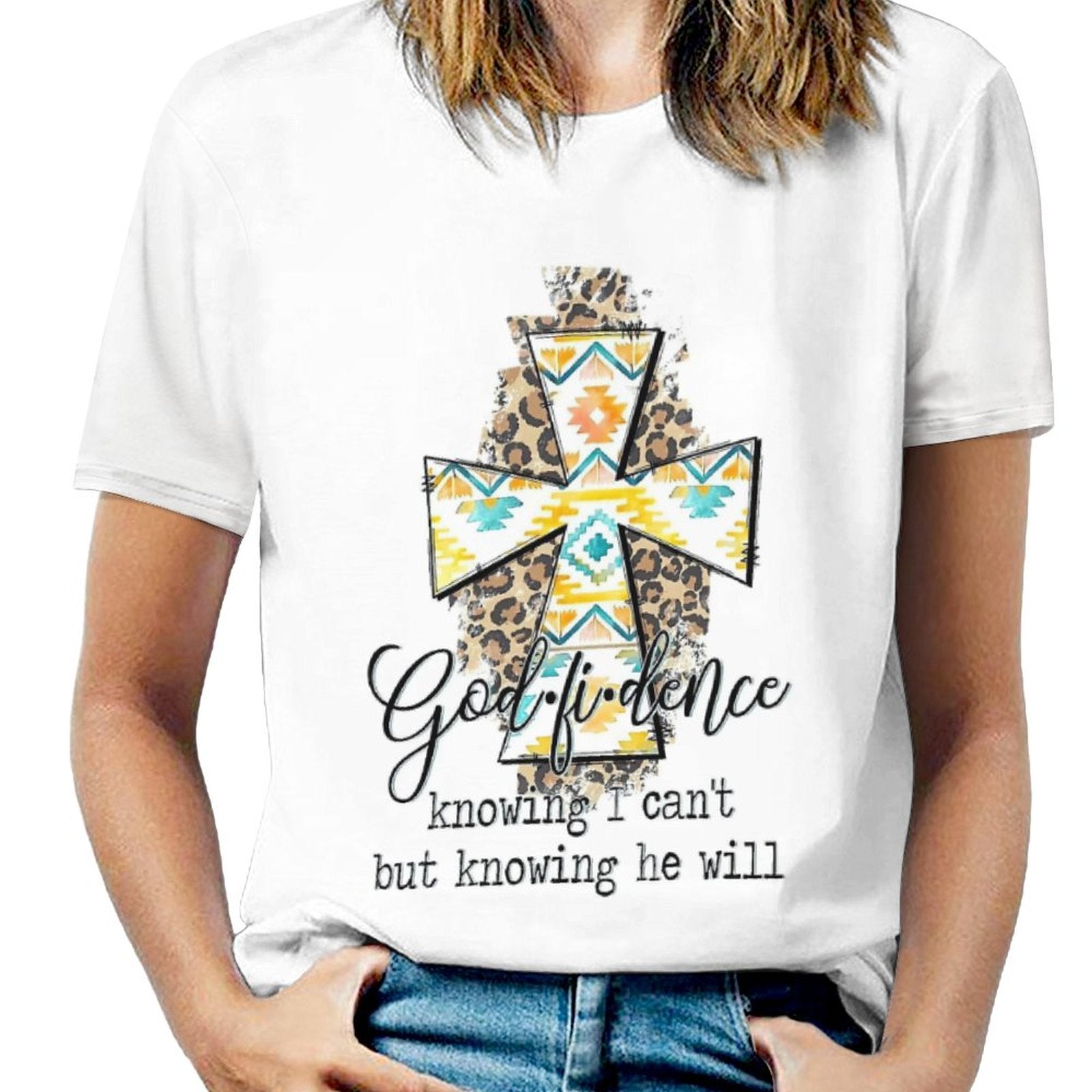 NenntBriy - Full Print T-shirt Tribe Geometry Cross Graphic - Customized with photo&text