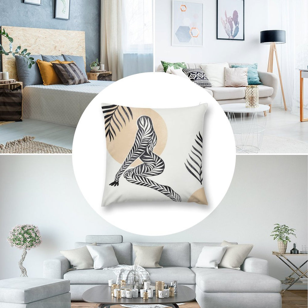 NenntBriy - Plush Pillow Case (double-sided Design) Girl Paintings Tree - Customized with photo&text