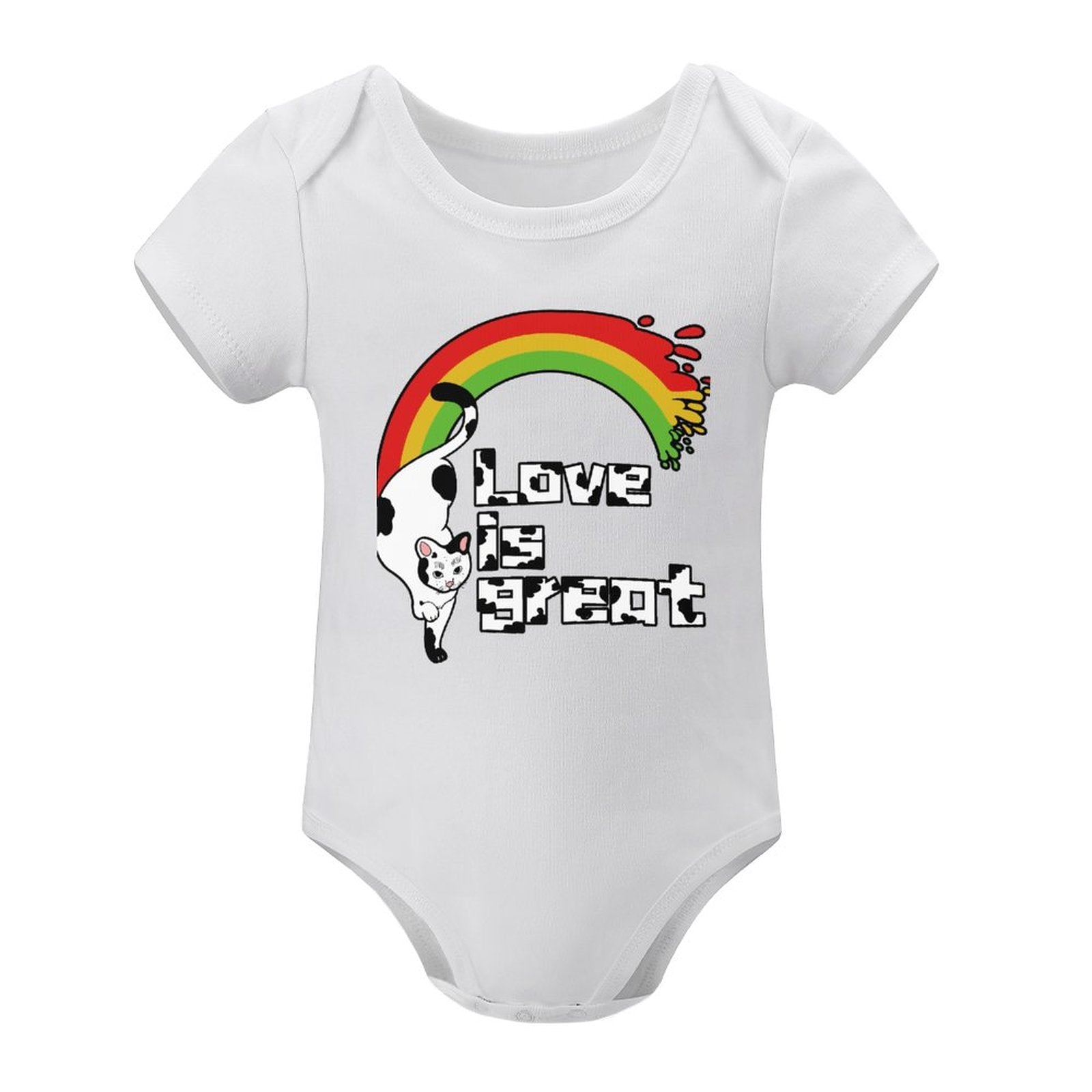 NenntBriy - Short Sleeved Baby Jacket Love Is The Great Cat Rainbow  - Customized with photo&text
