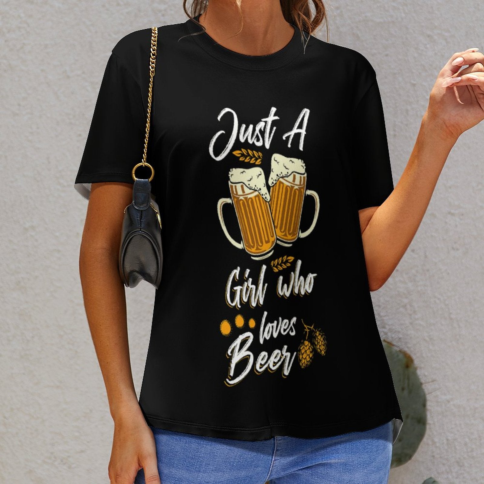 NenntBriy - Full Print T-shirt Just A Girl Who Loves Beer - Customized with photo&text