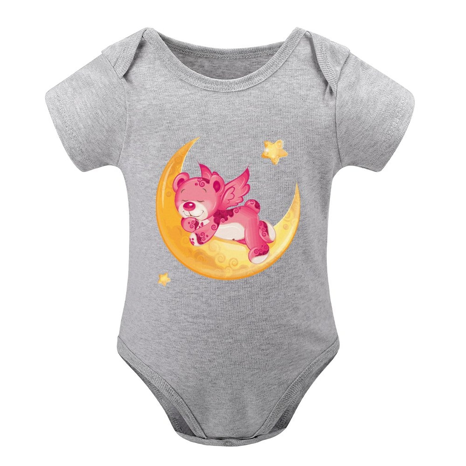 NenntBriy - Short Sleeved Baby Jacket Moon, Pink Bear  - Customized with photo&text