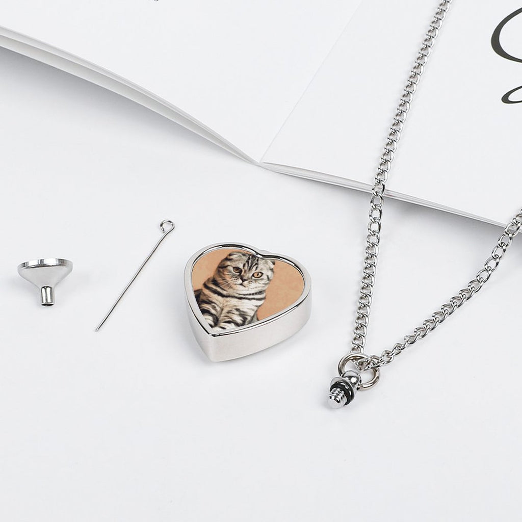 NenntBriy - Pet Urn Necklace Cat, Squat, Pet - Customized with photo&text