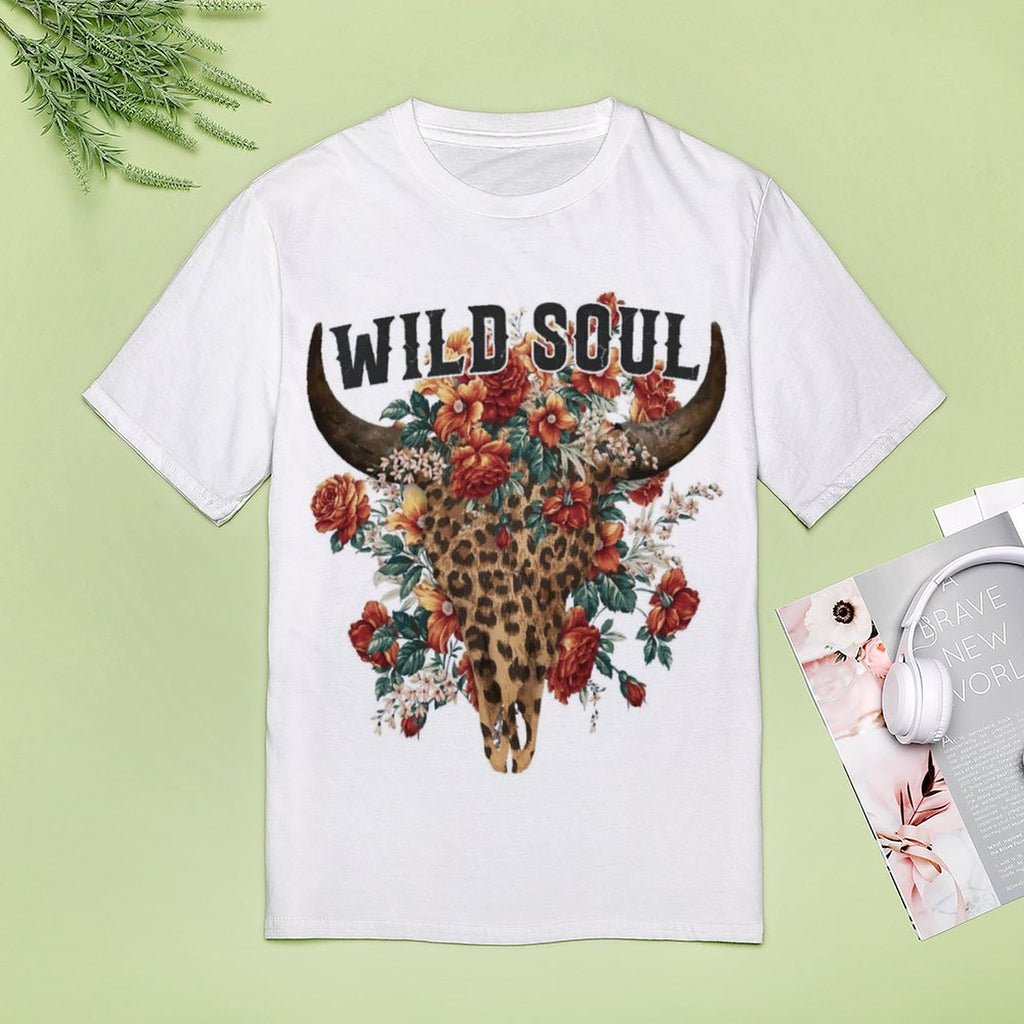 NenntBriy - Full Print T-shirt Wild Soul Bull's Head Print - Customized with photo&text
