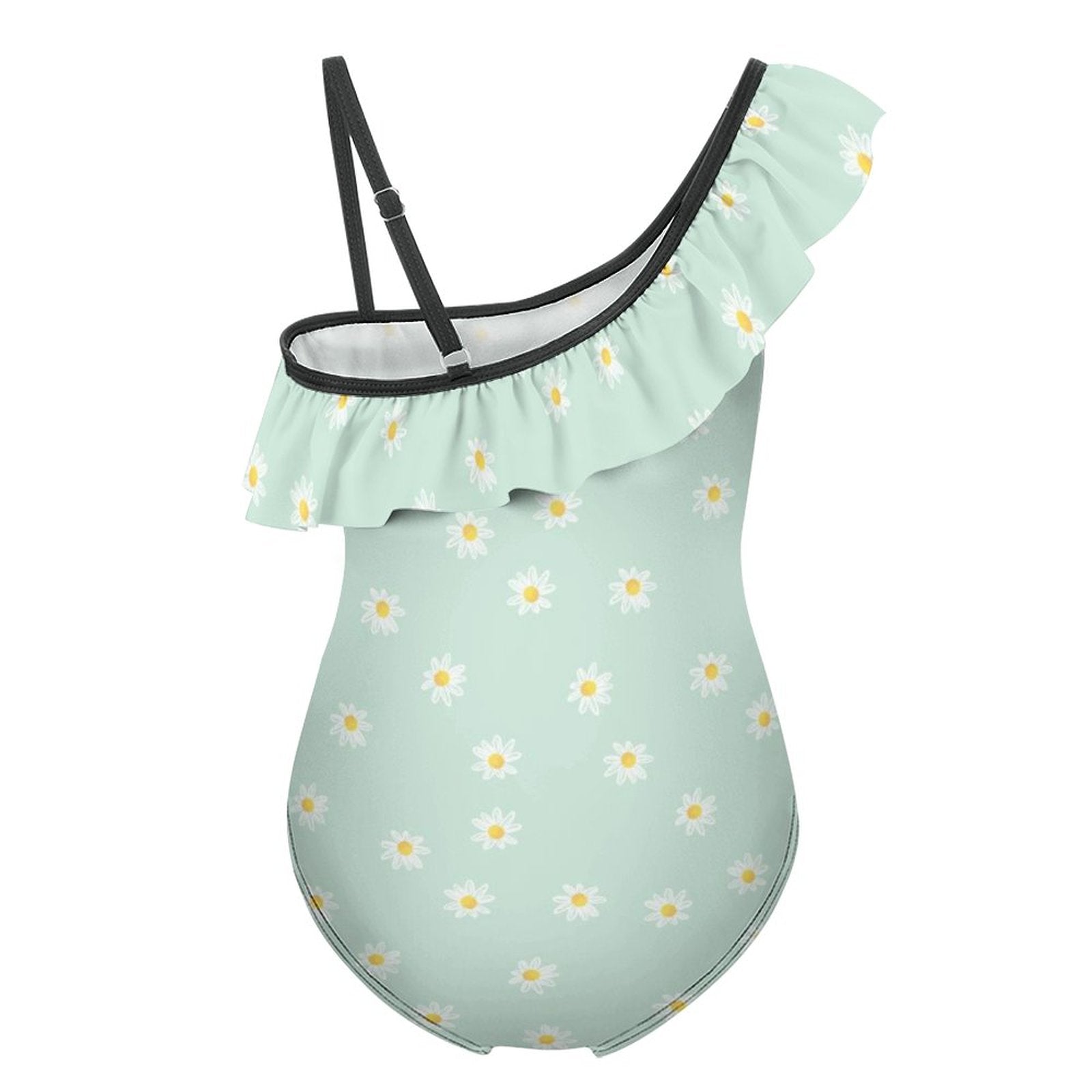 NenntBriy - Floundered One-piece Swimsuit for Girls White Daisy Decorative Pattern - Customized with photo&text