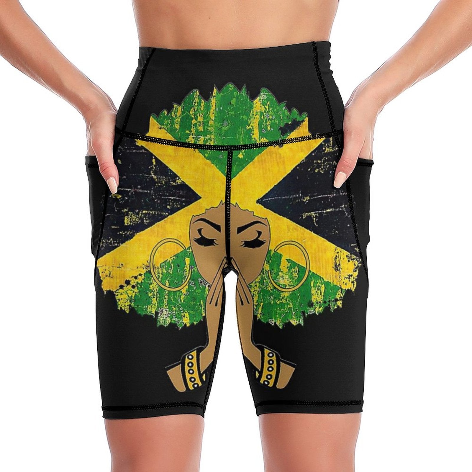 NenntBriy - Knee-Length Yoga Shorts Jamaica Women - Customized with photo&text