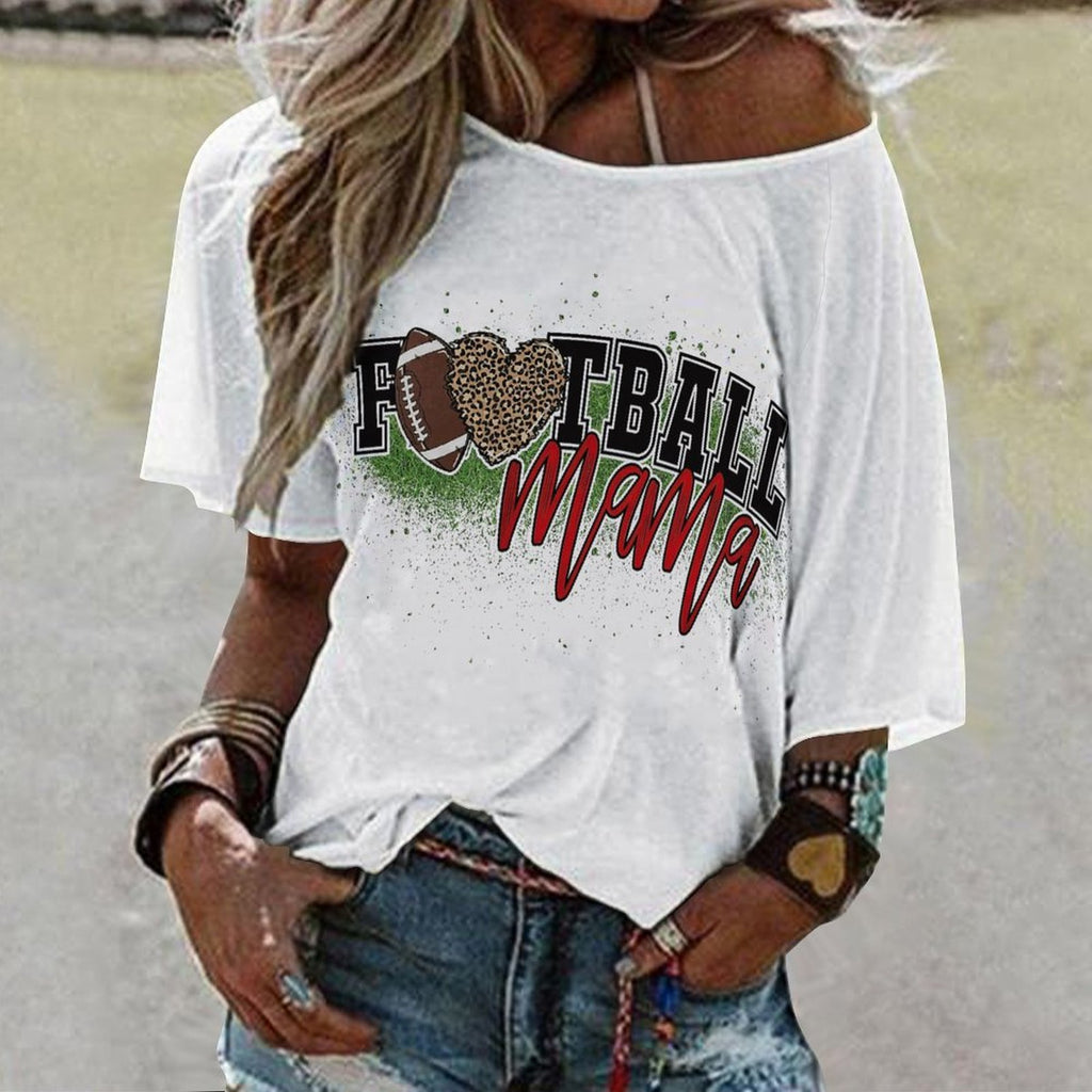 NenntBriy - Mid Sleeve Straight Neck T-shirt Football Mama - Customized with photo&text