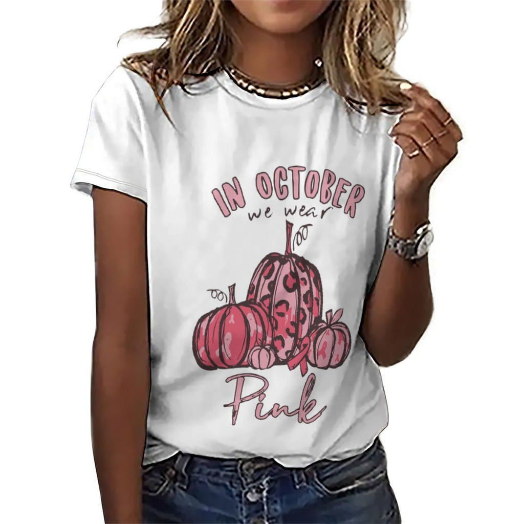 NenntBriy - Full Print T-shirt in October We Wear Pink - Customized with photo&text