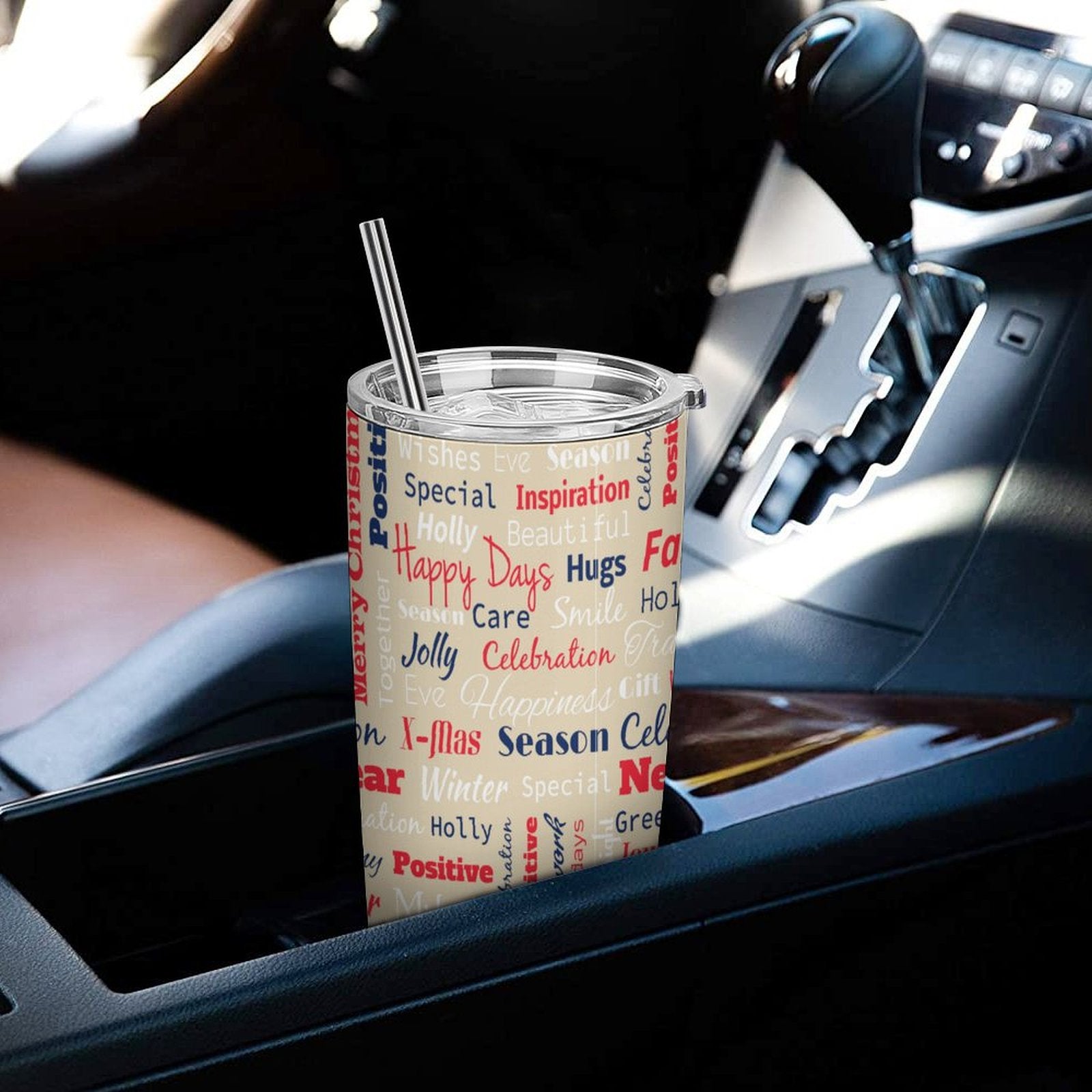 NenntBriy - Full Width Printed Car Cup Retro Design, Newspaper - Customized with photo&text