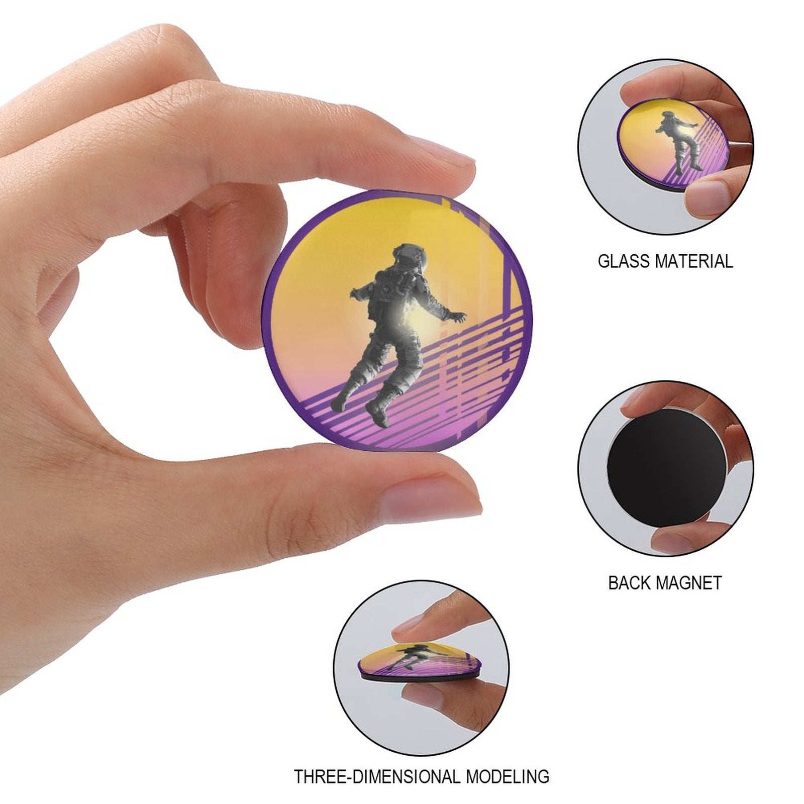 NenntBriy - Refrigerator Glass Sticker Astronaut-Dynamic-Purple-Yellow - Customized with photo&text