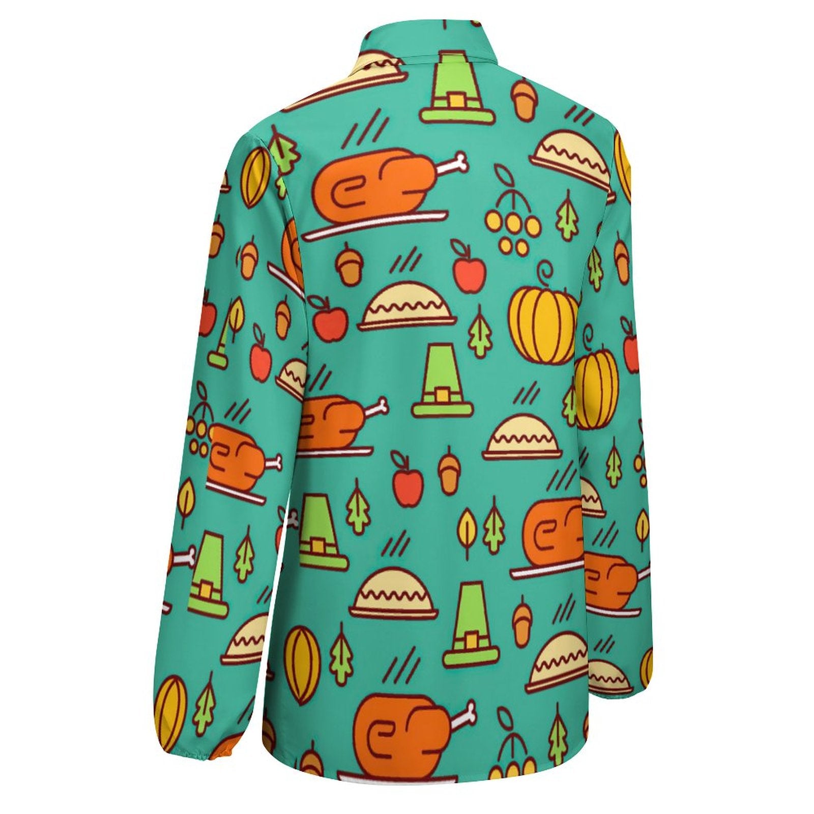 NenntBriy - Vntage Casual Long Sleeve Shirt Tops Thanksgiving Turkey  - Customized with photo&text