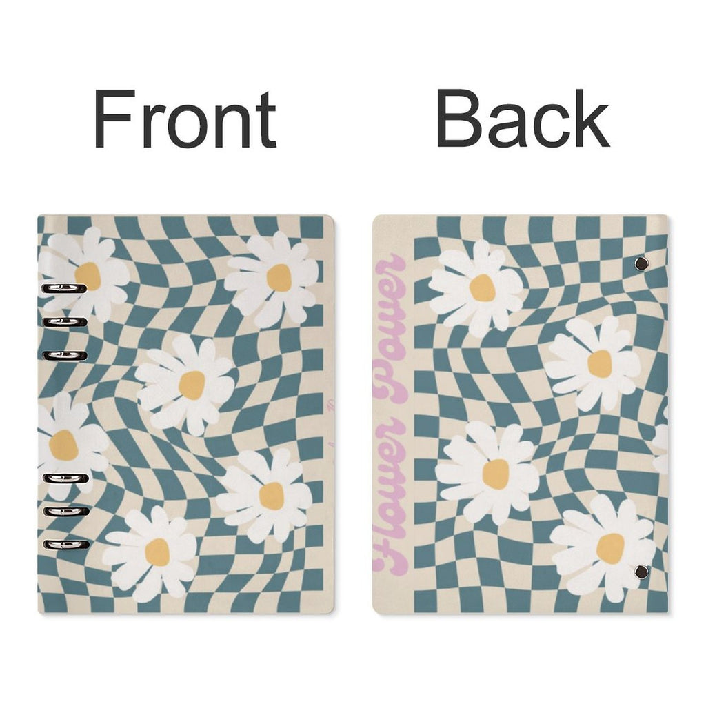 NenntBriy - Notebook Blue And White Plaid, Flower - Customized with photo&text