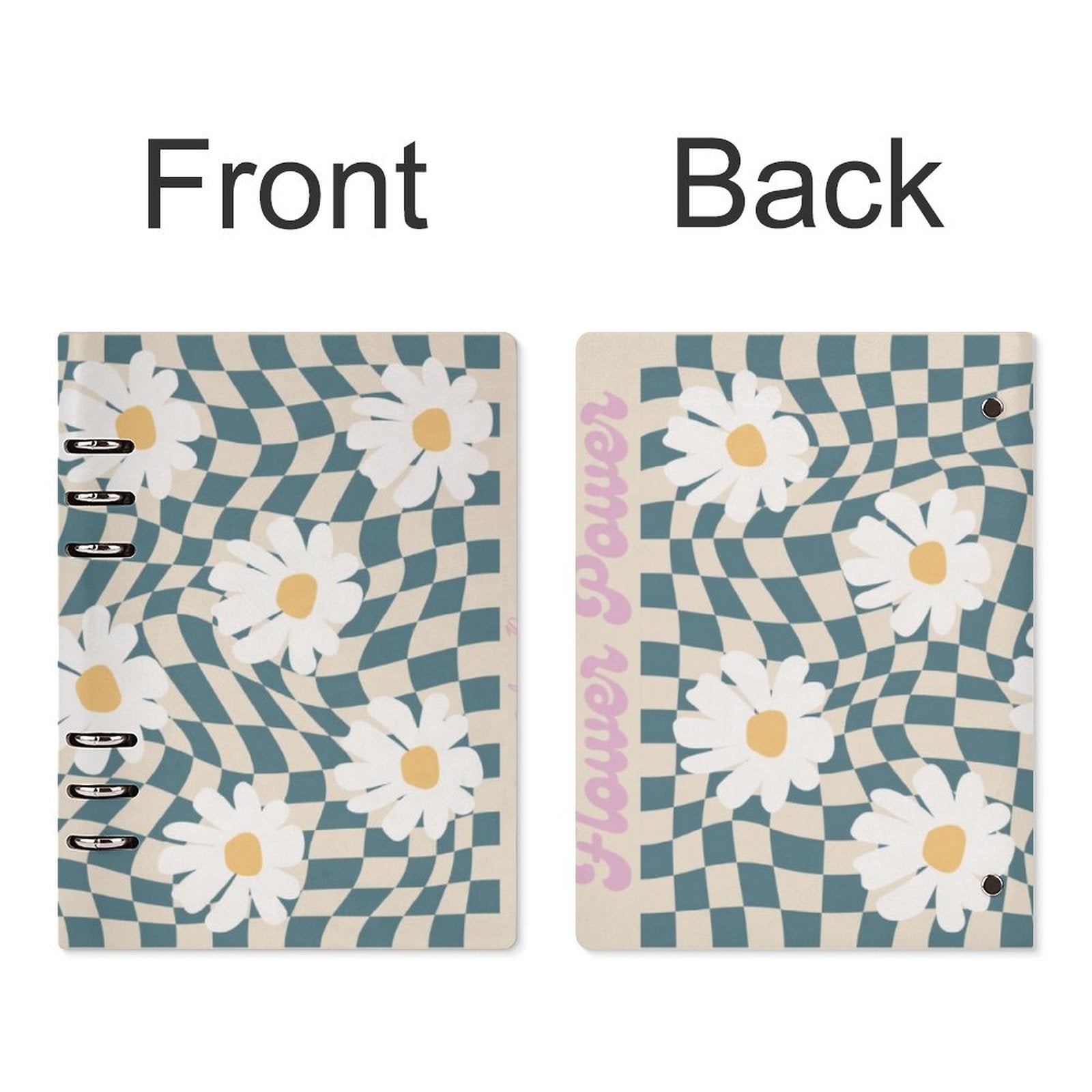 NenntBriy - Notebook Blue And White Plaid, Flower - Customized with photo&text