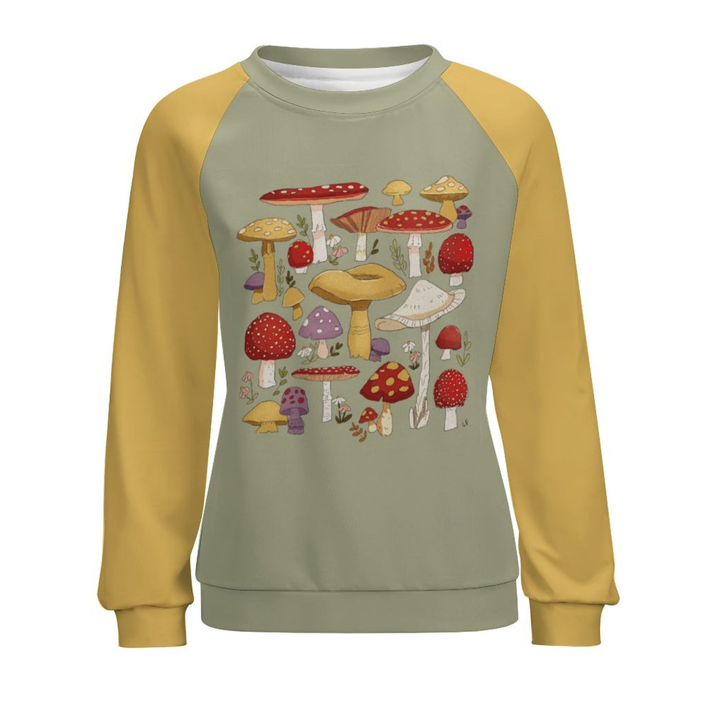 NenntBriy - Raglan Round Neck Sweater Retro Mushroom - Customized with photo&text