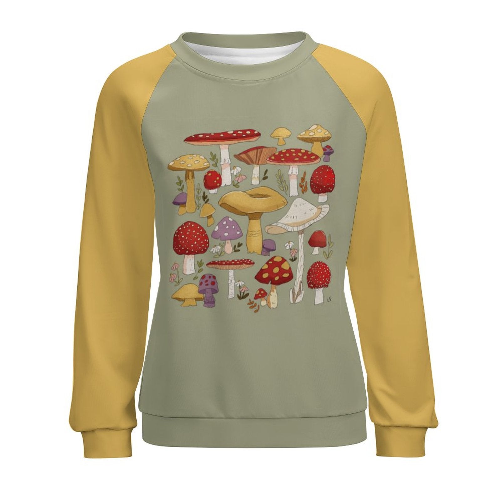 NenntBriy - Raglan Round Neck Sweater Retro Mushroom - Customized with photo&text