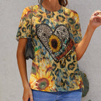 NenntBriy - Full Print T-shirt Leopard Print Sunflower Green Gem Sunflower Leopard  - Customized with photo&text