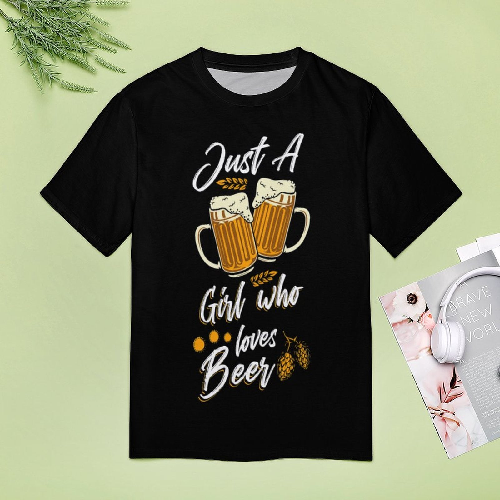 NenntBriy - Full Print T-shirt Just A Girl Who Loves Beer - Customized with photo&text