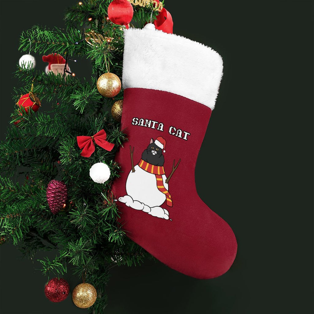 NenntBriy - Christmas Stocking Christmas Snowman Black Cat - Customized with photo&text