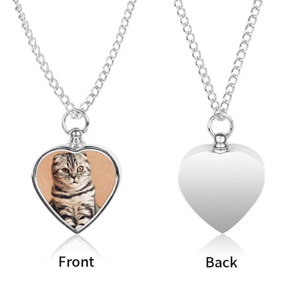 NenntBriy - Pet Urn Necklace Cat, Squat, Pet - Customized with photo&text