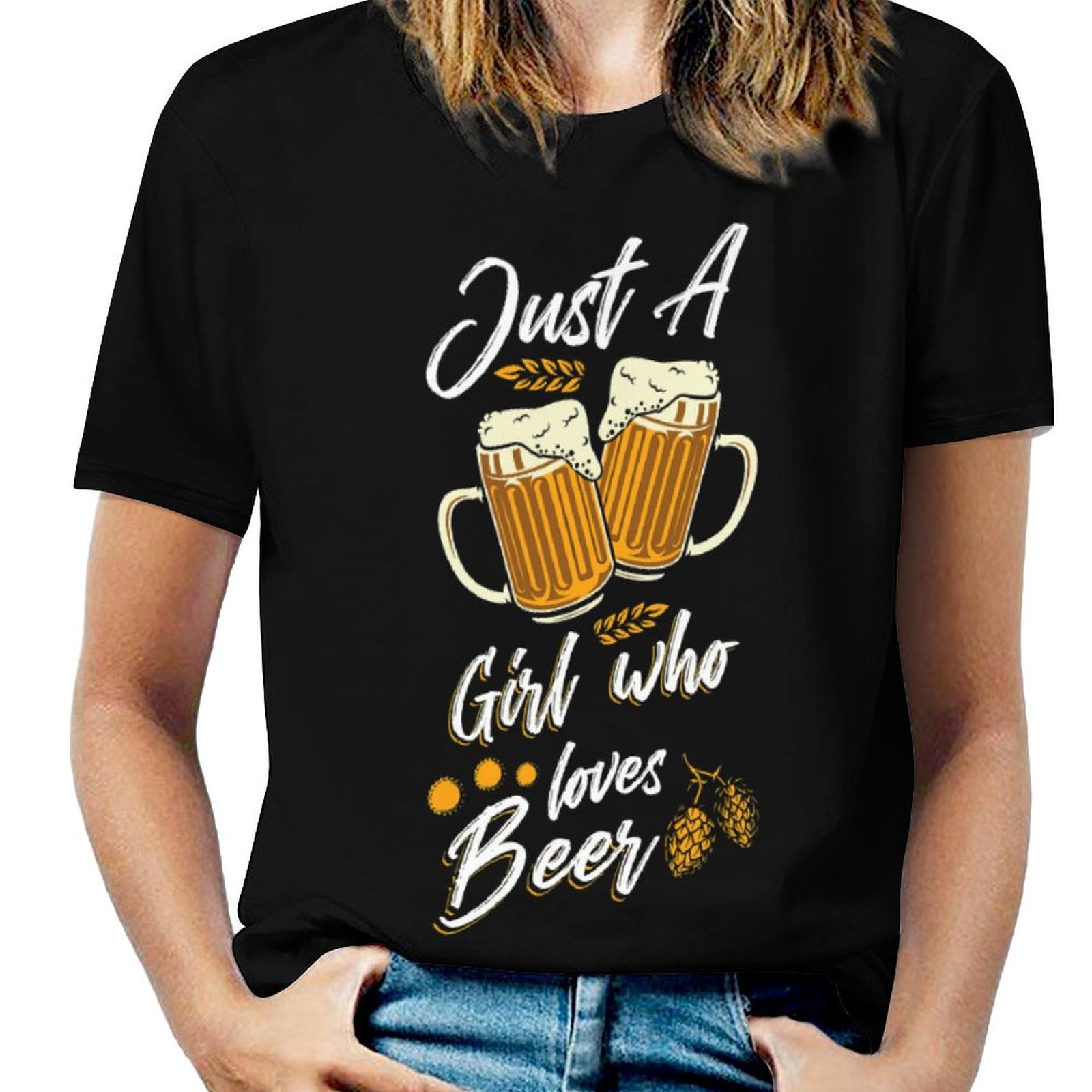 NenntBriy - Full Print T-shirt Just A Girl Who Loves Beer - Customized with photo&text