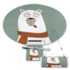 NenntBriy - Round Outdoor Picnic Mat Squint Bear - Customized with photo&text