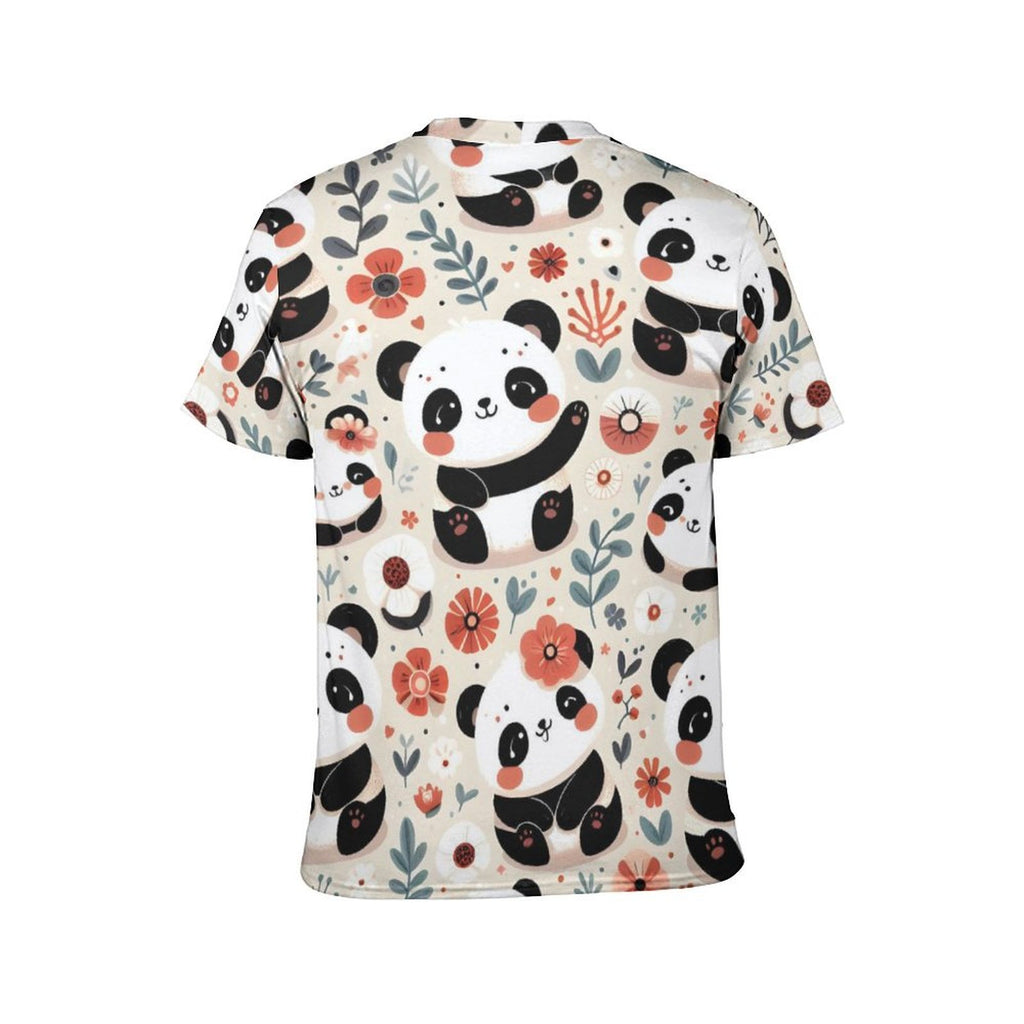 NenntBriy - Men's Short Sleeve T-Shirt Panda, Red - Customized with photo&text