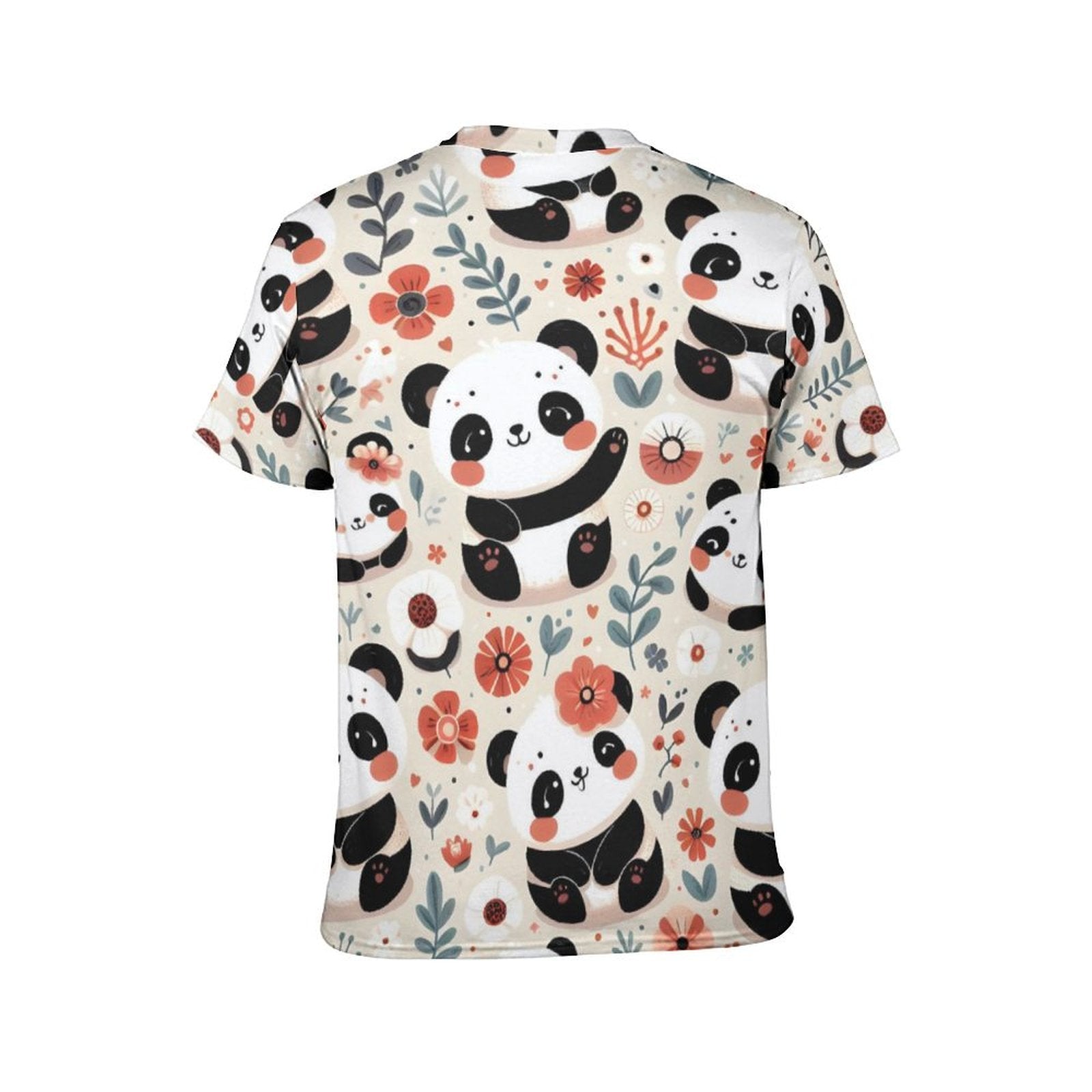 NenntBriy - Men's Short Sleeve T-Shirt Panda, Red - Customized with photo&text