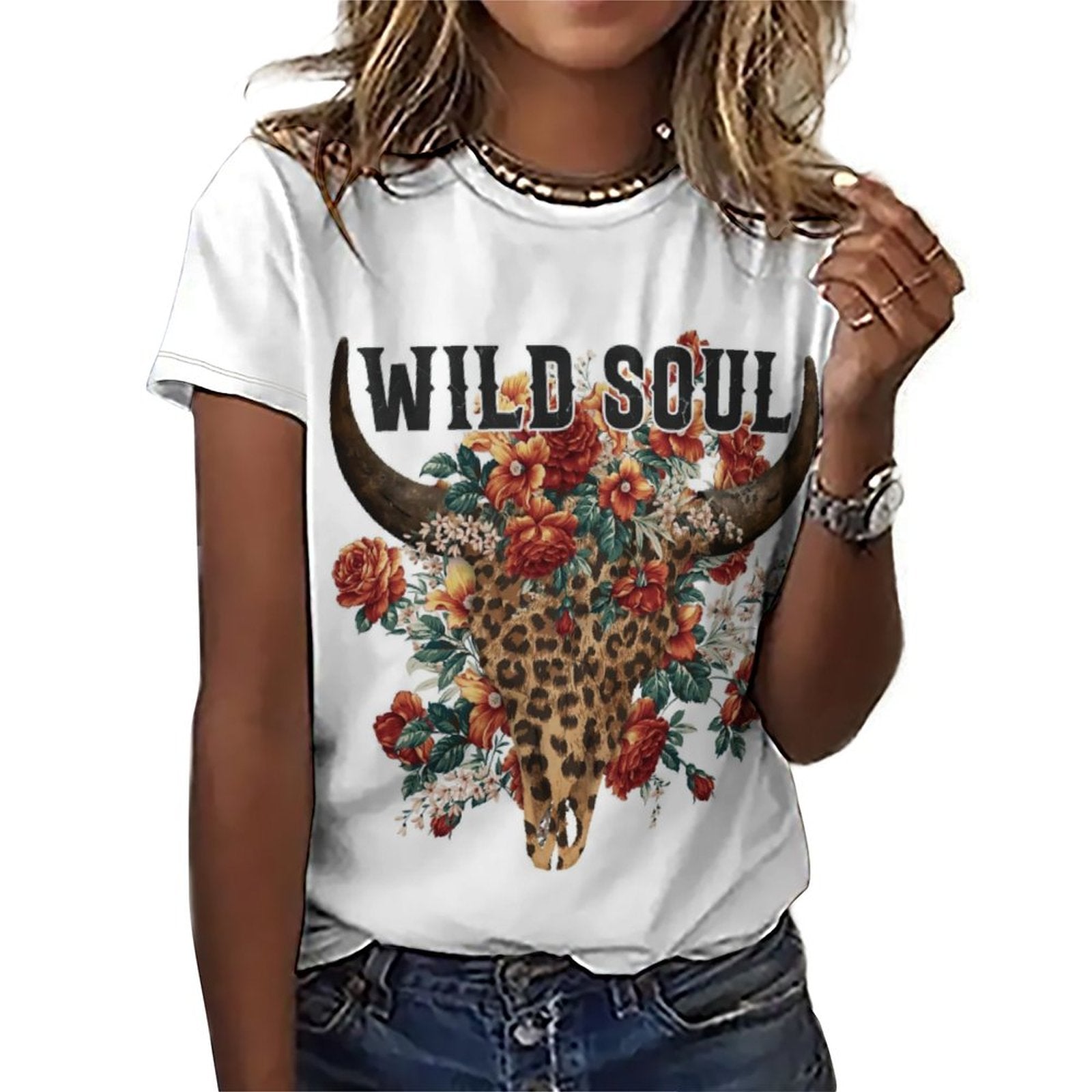 NenntBriy - Full Print T-shirt Wild Soul Bull's Head Print - Customized with photo&text