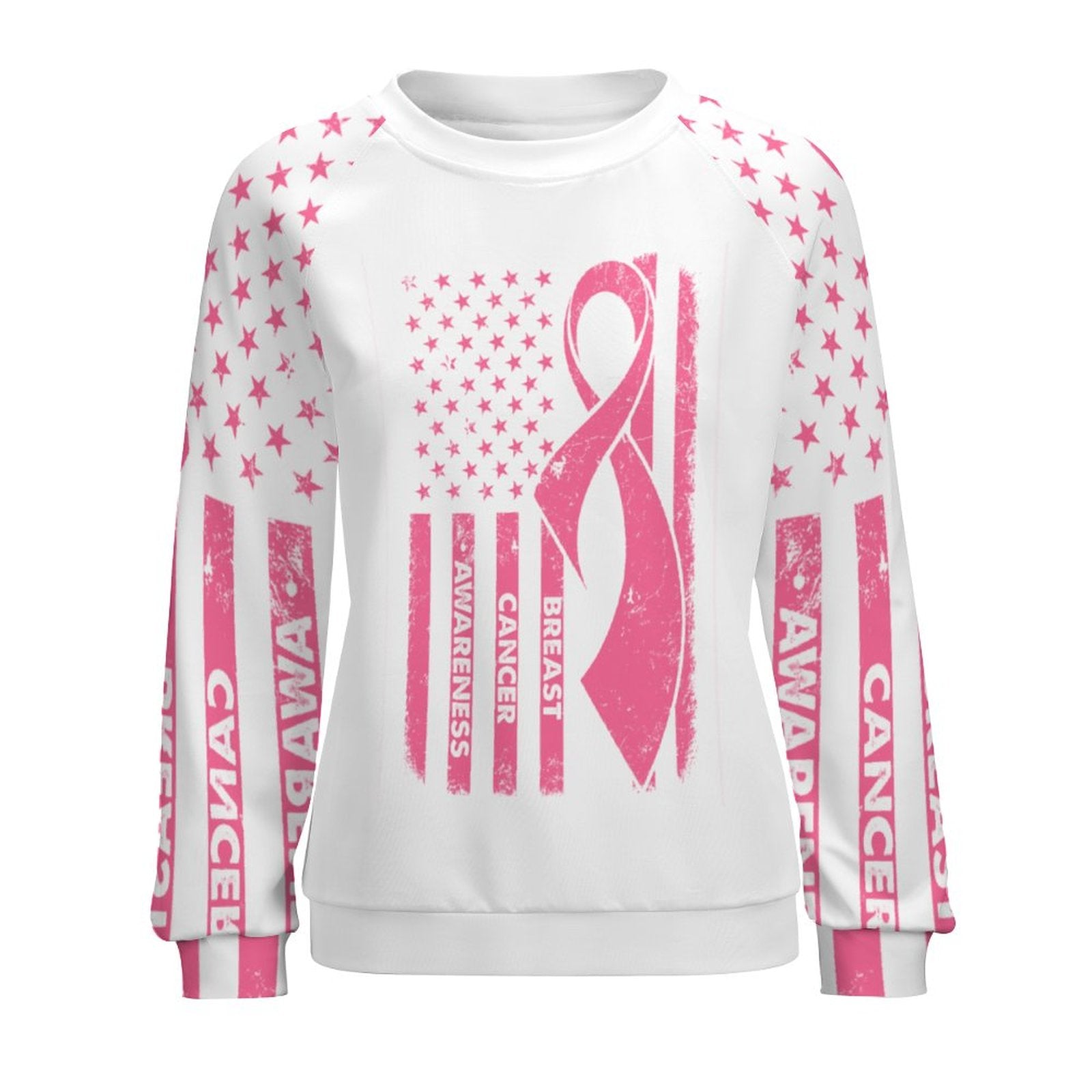 NenntBriy - Raglan Round Neck Sweater Breast Cancer Awareness - Customized with photo&text