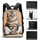 NenntBriy - 17 Inch Shoulder Backpack Cat, Squat, Pet - Customized with photo&text