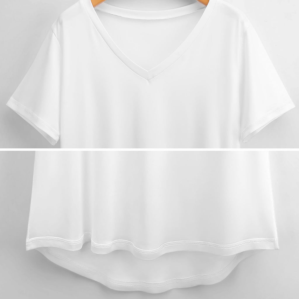 NenntBriy - V Neck Short-sleeve Women Shirt Printed The American Flag - Customized with photo&text
