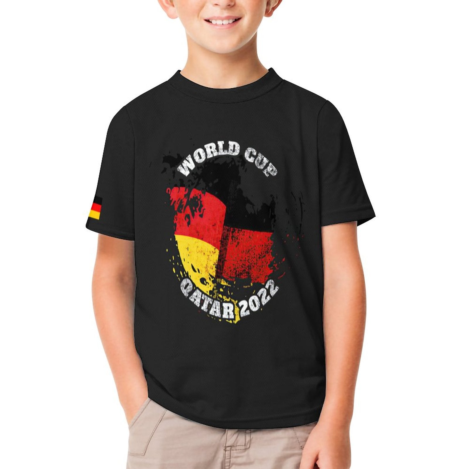 NenntBriy - Children's T-shirt World Cup Qatar 2022 Germany Flag  - Customized with photo&text