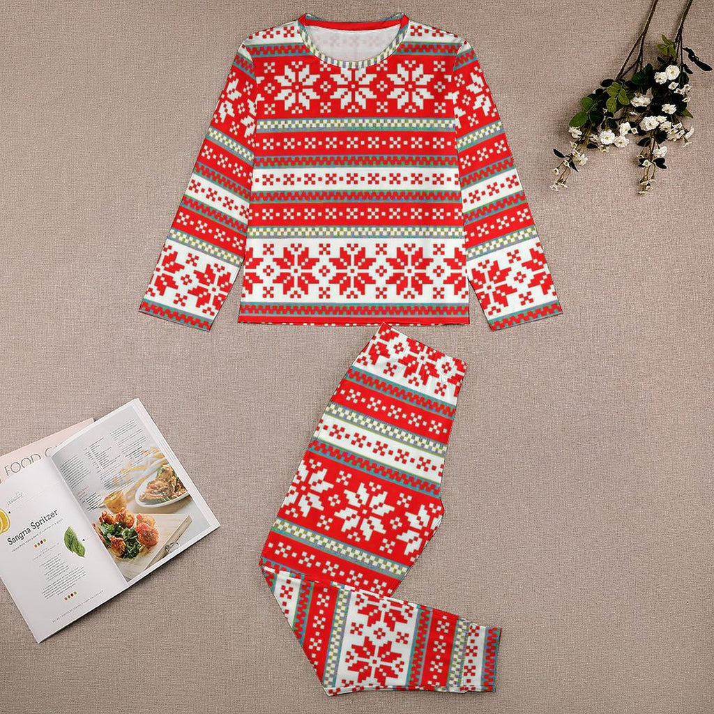 NenntBriy - Children's Pajama Suit Red Christmas Snow  - Customized with photo&text