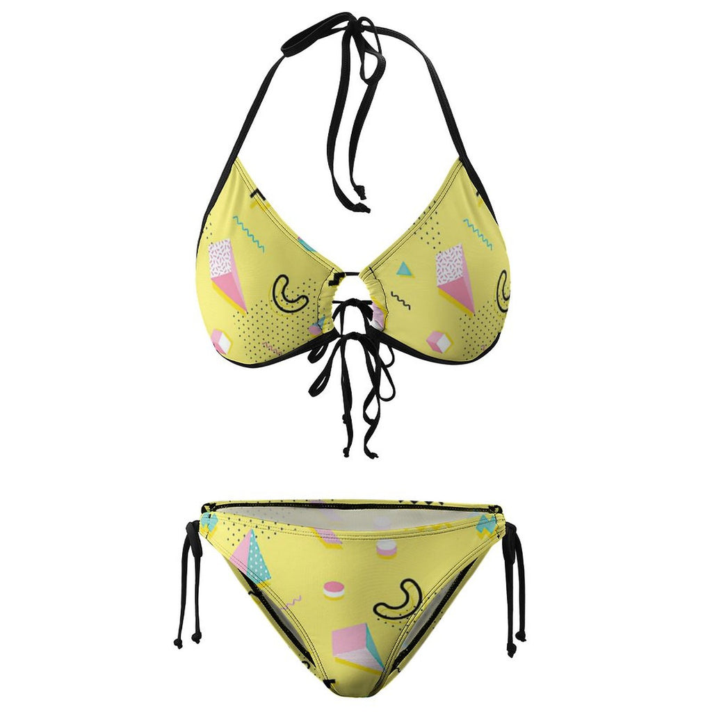 NenntBriy - Bikini Funky 80s Eighties Memphis Pattern Design - Customized with photo&text
