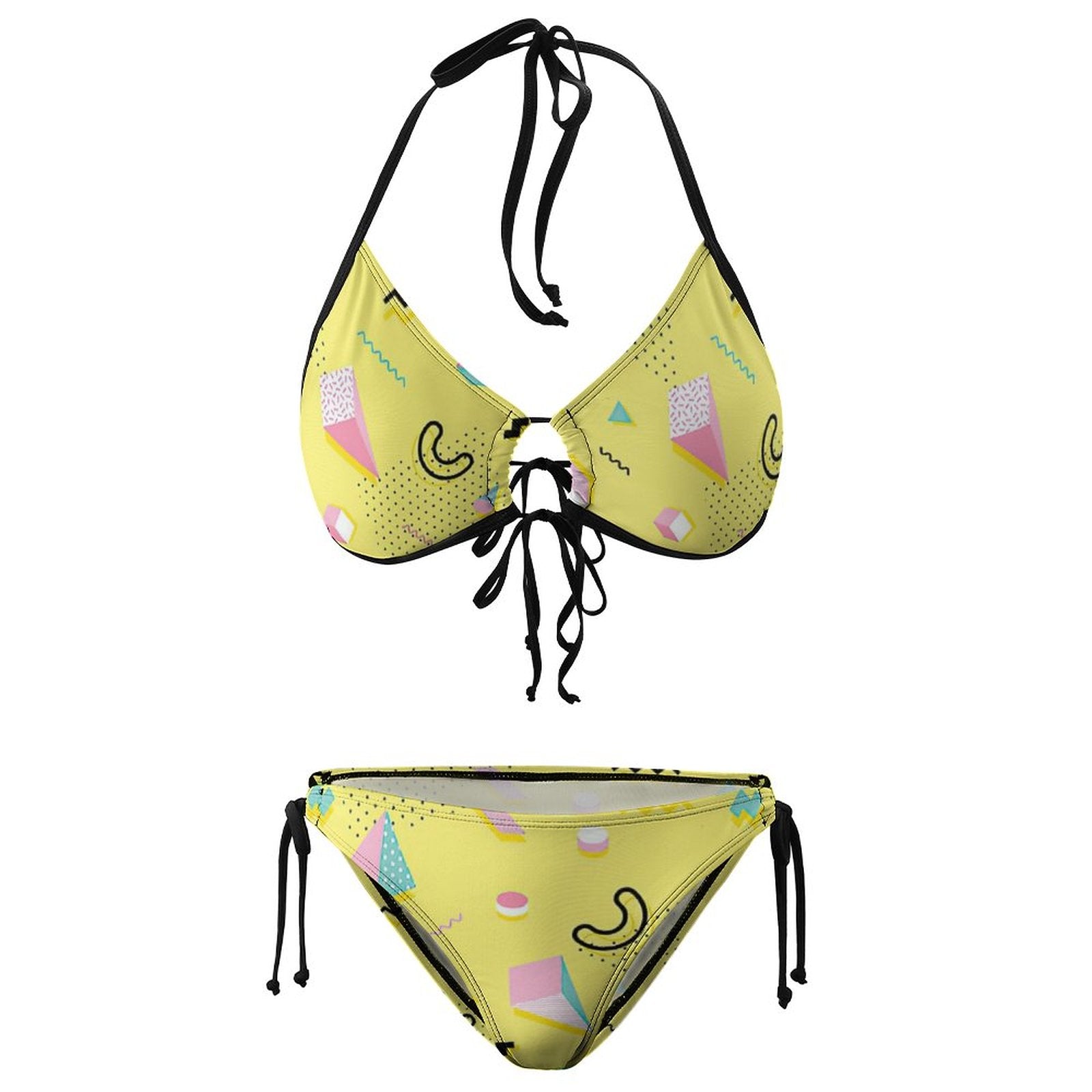 NenntBriy - Bikini Funky 80s Eighties Memphis Pattern Design - Customized with photo&text