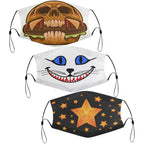 NenntBriy - Children Face Mask with Filters Yellow Star Skull, Hamburger Evil Smile, Cat, Expression - Customized with photo&text